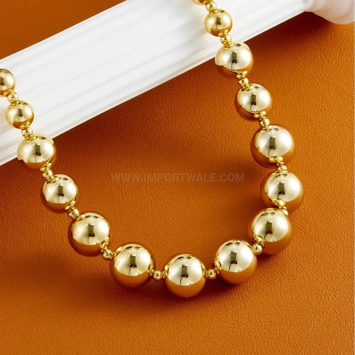 Classic Titanium Steel Bead Pendant Wave Chain Necklace