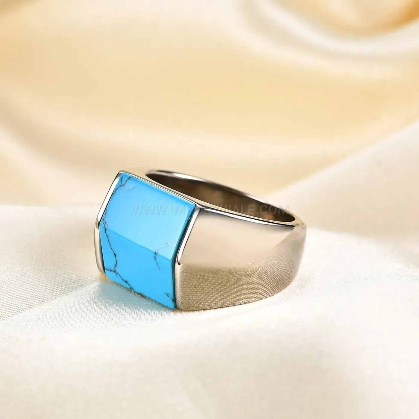 Classic Square Geometric Stainless Steel Vintage Signet Ring