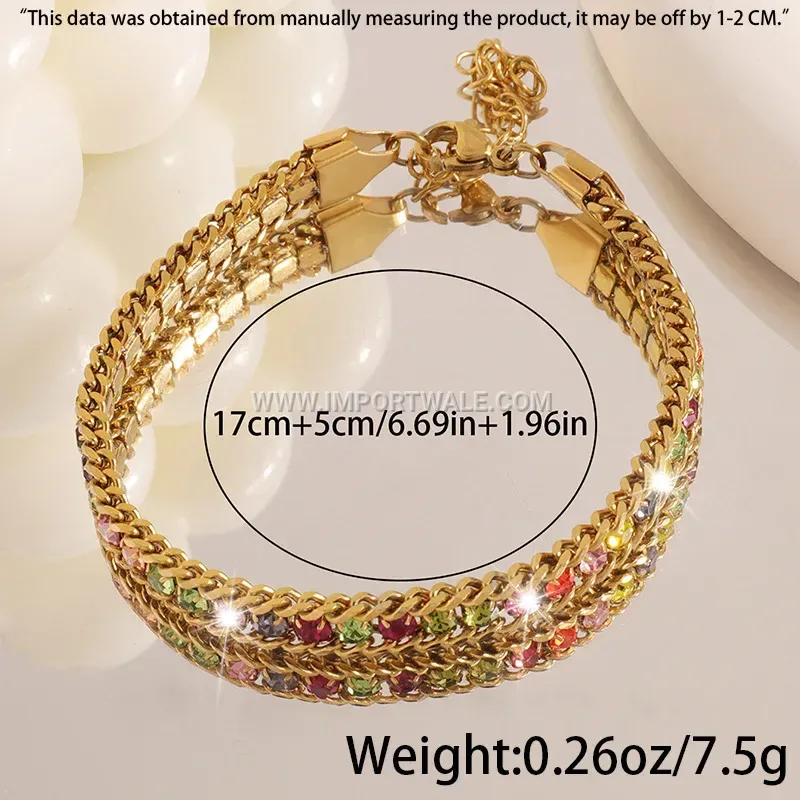Three Layer Zircon Encrusted Titanium Steel Butterfly Bangle