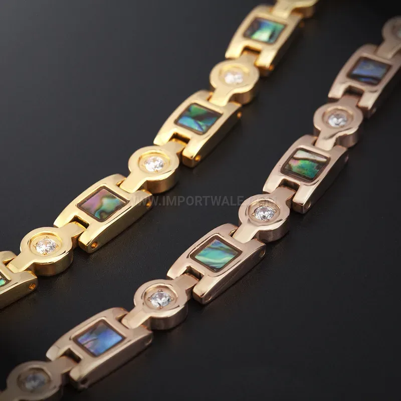 Trendy Rose Gold Titanium Steel Zirconia Shell Magnetic Bracelet