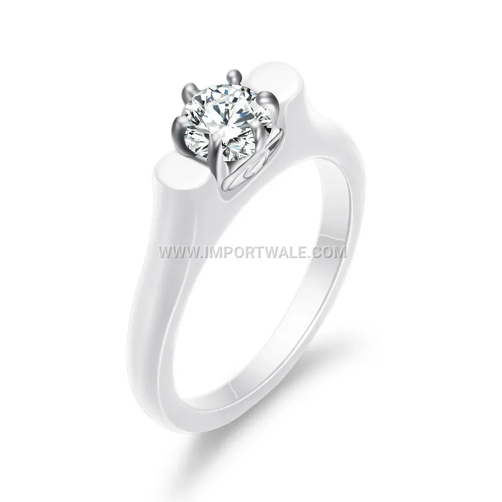 Delicate Stainless Steel Ceramic Zircon Band Ring