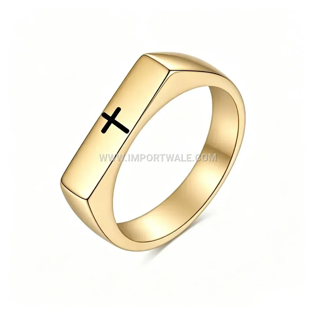 Christian Cross Engraved Stainless Steel Eternity Band