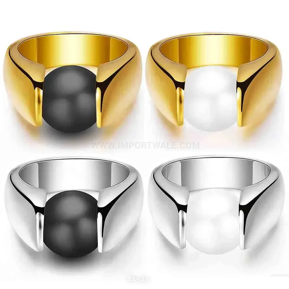 Designer Vintage 18K Gold Plated Cat Eye Gemstone Stainless Steel Ring