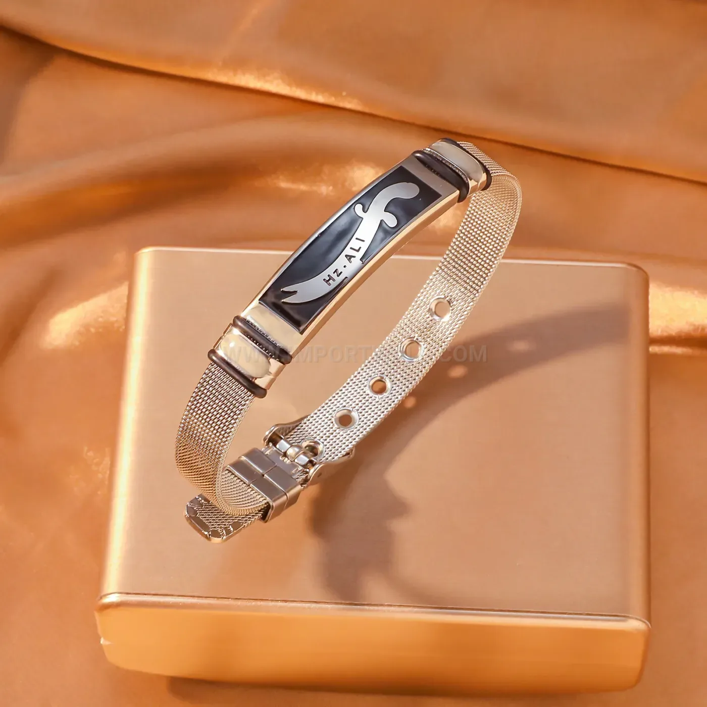 Stainless Steel and Silicone Zulfiqar Sword Mesh Bracelet