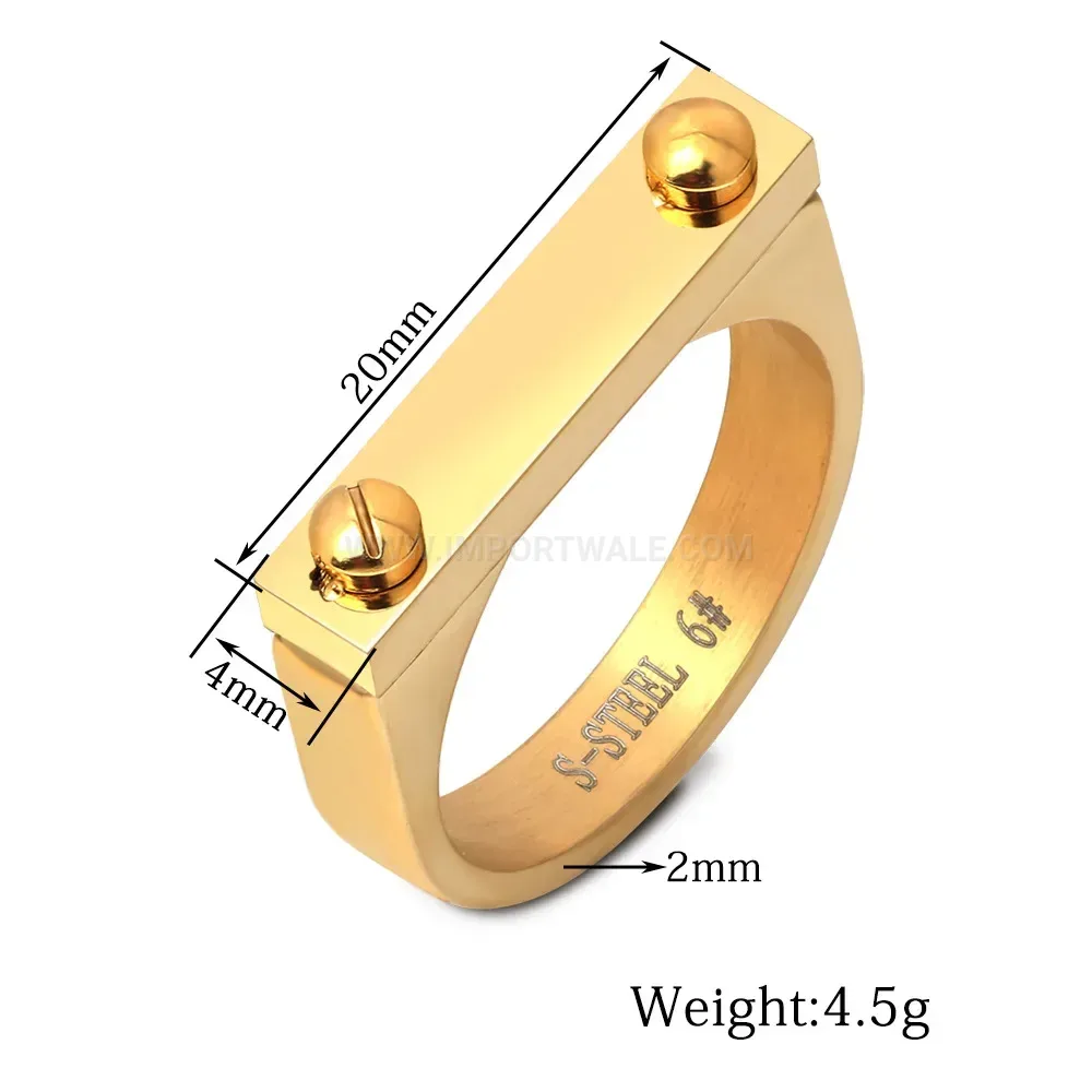 Bold Minimalist Dual Studded Stainless Steel Band Ring