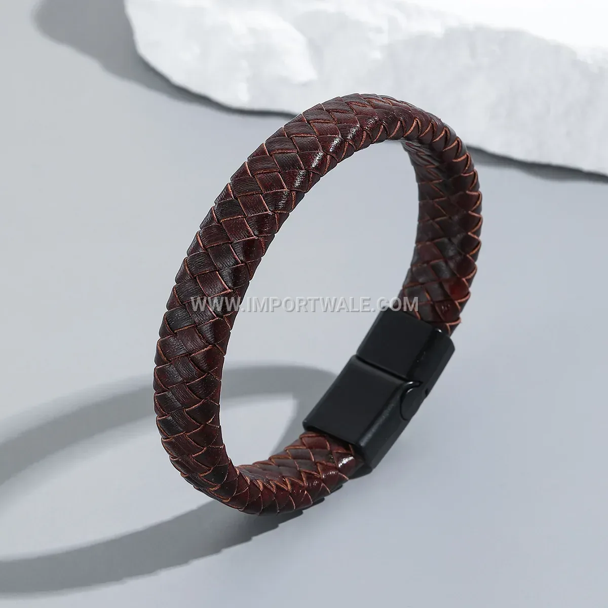 Multi Strand Braided Leather Bracelet with Titanium Alloy Magnetic Lock