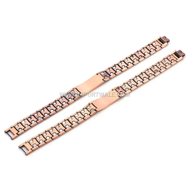 Men Vintage Double-Row Eagle Motif Magnetic Red Copper Bracelet