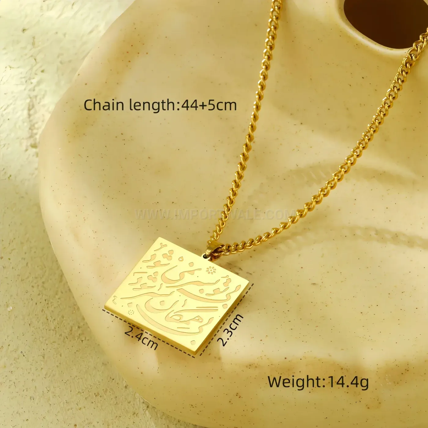 Chic Stainless Steel Crescent Moon Palestinian Map Inscription Pendant Necklace