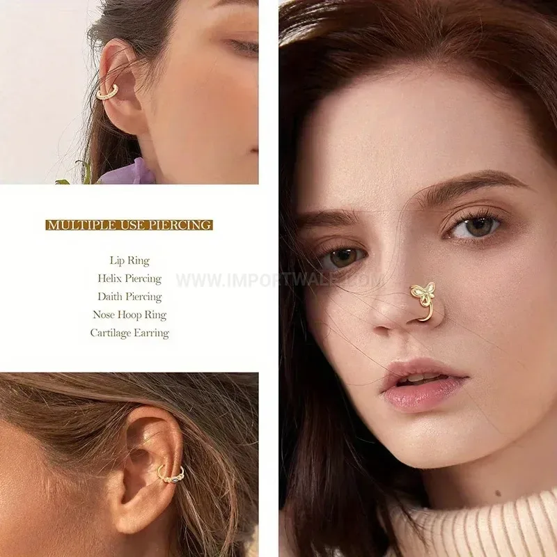 Stylish Sparkling Zirconia Stainless Steel Nose Ring Piercing Jewelry