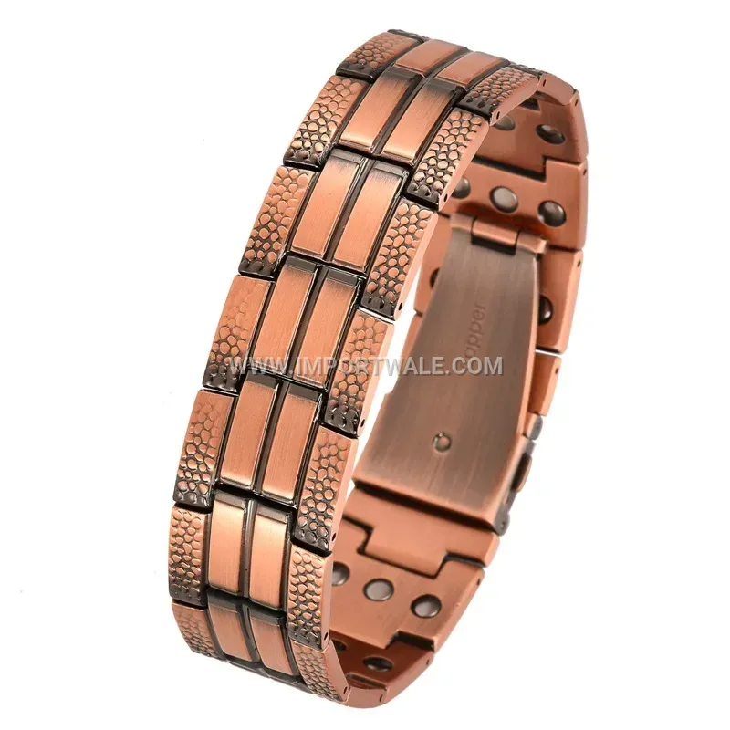 Vintage Cracked Pattern Pure Copper Magnetic Link Bracelet