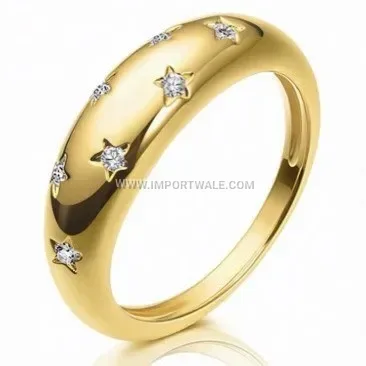 Gold Plated Stainless Steel Starry Sky Band Ring
