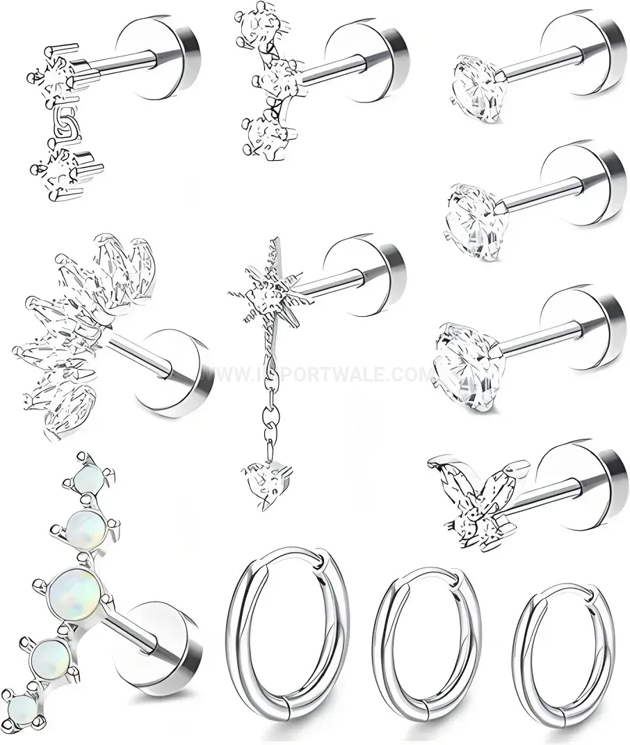 Chic Sparkling Cubic Zirconia Butterfly Stainless Steel Ear Stud Set
