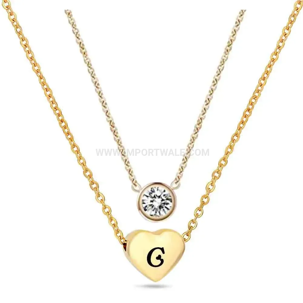 Gold Plated Double Layer Stainless Steel Initial Necklace