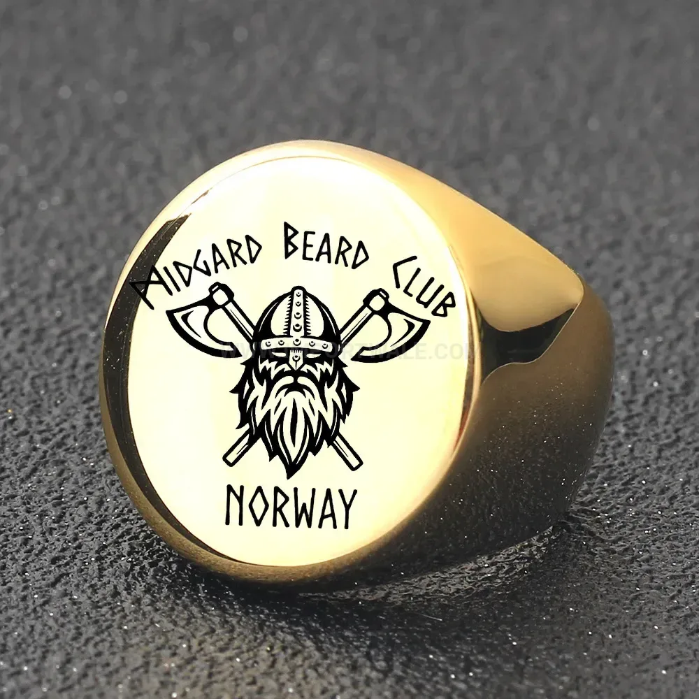 Stylish Viking Double Axe Engraved Stainless Steel Band Ring