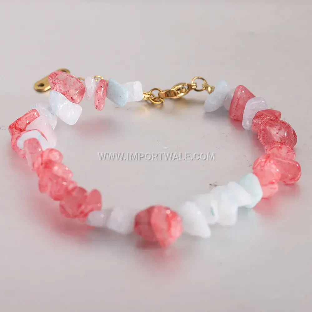 Handwoven Stainless Steel Beaded Crystal Chip Bracelet
