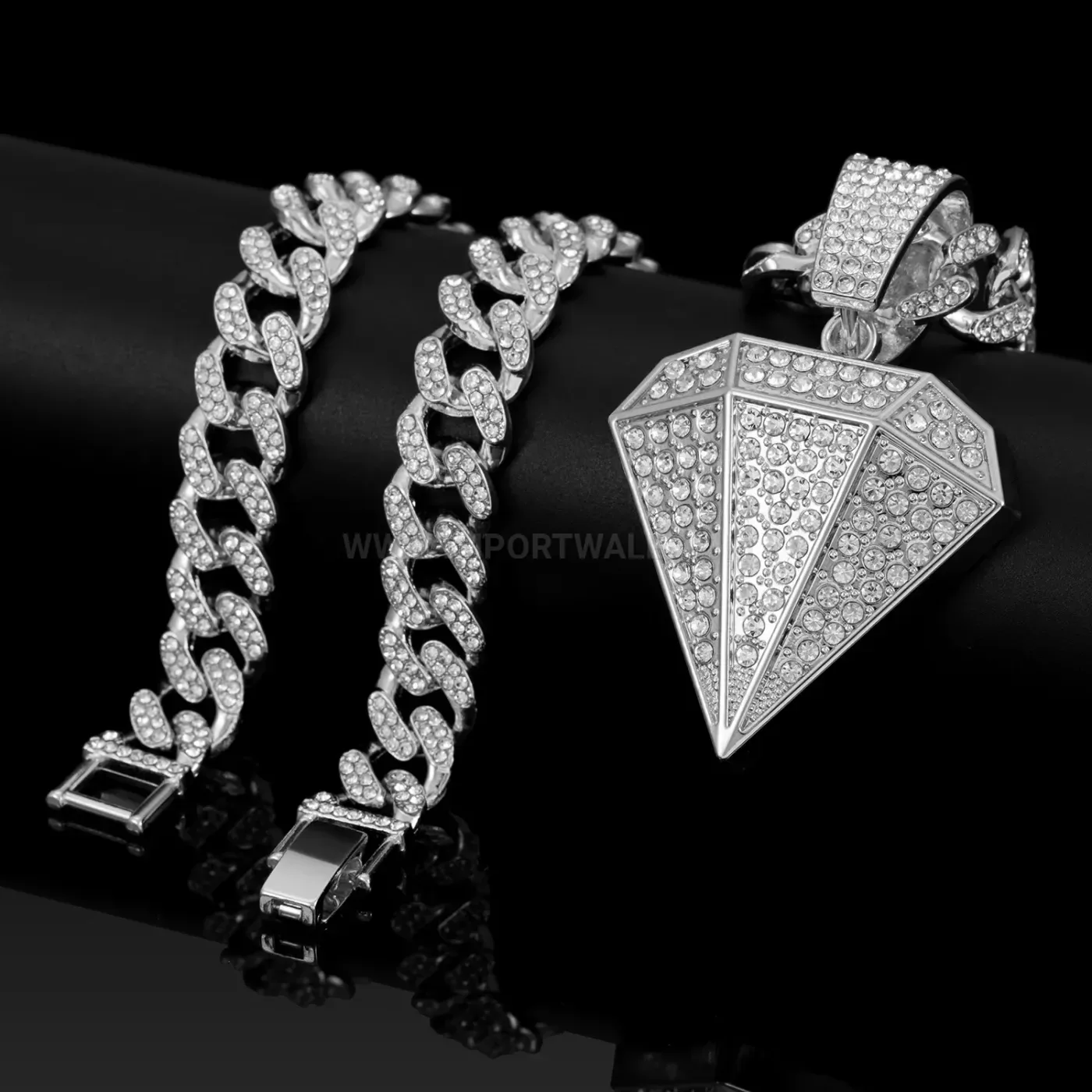 Iced Out Geometric Mesh Hip Hop Pendant