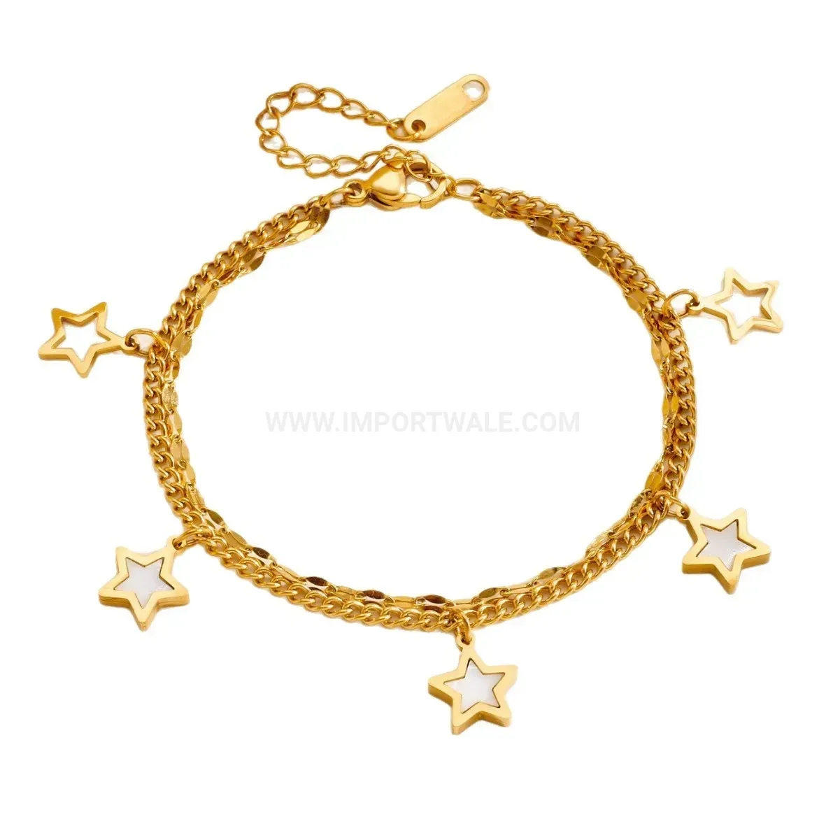 Titanium Steel Butterfly and Star Multi-Charm Chain Bracelet