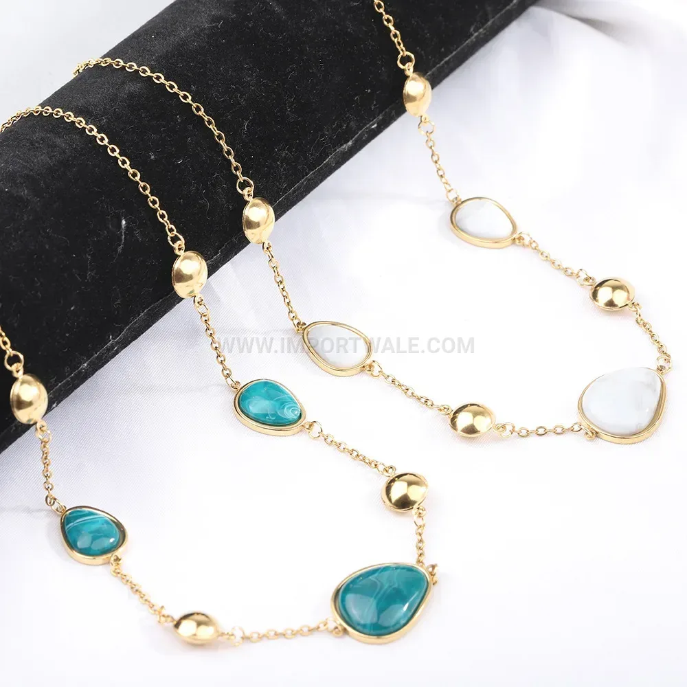 Dopamine Teardrop Resin Splicing Stainless Steel Choker Necklace