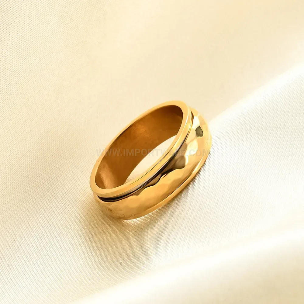 Premium Faceted Spinner Stainless Steel Band Ring 6mm