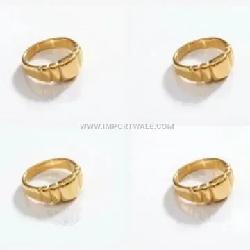18K Gold Plated Stainless Steel Croissant Textured Ring