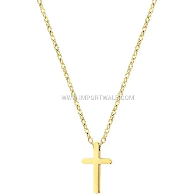 Minimalist Stainless Steel Cross Pendant Link Chain Necklace