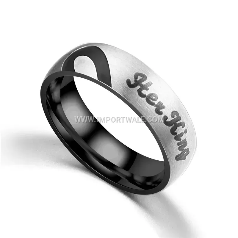 Crown Engraved Stainless Steel Matching Couple Band Ring