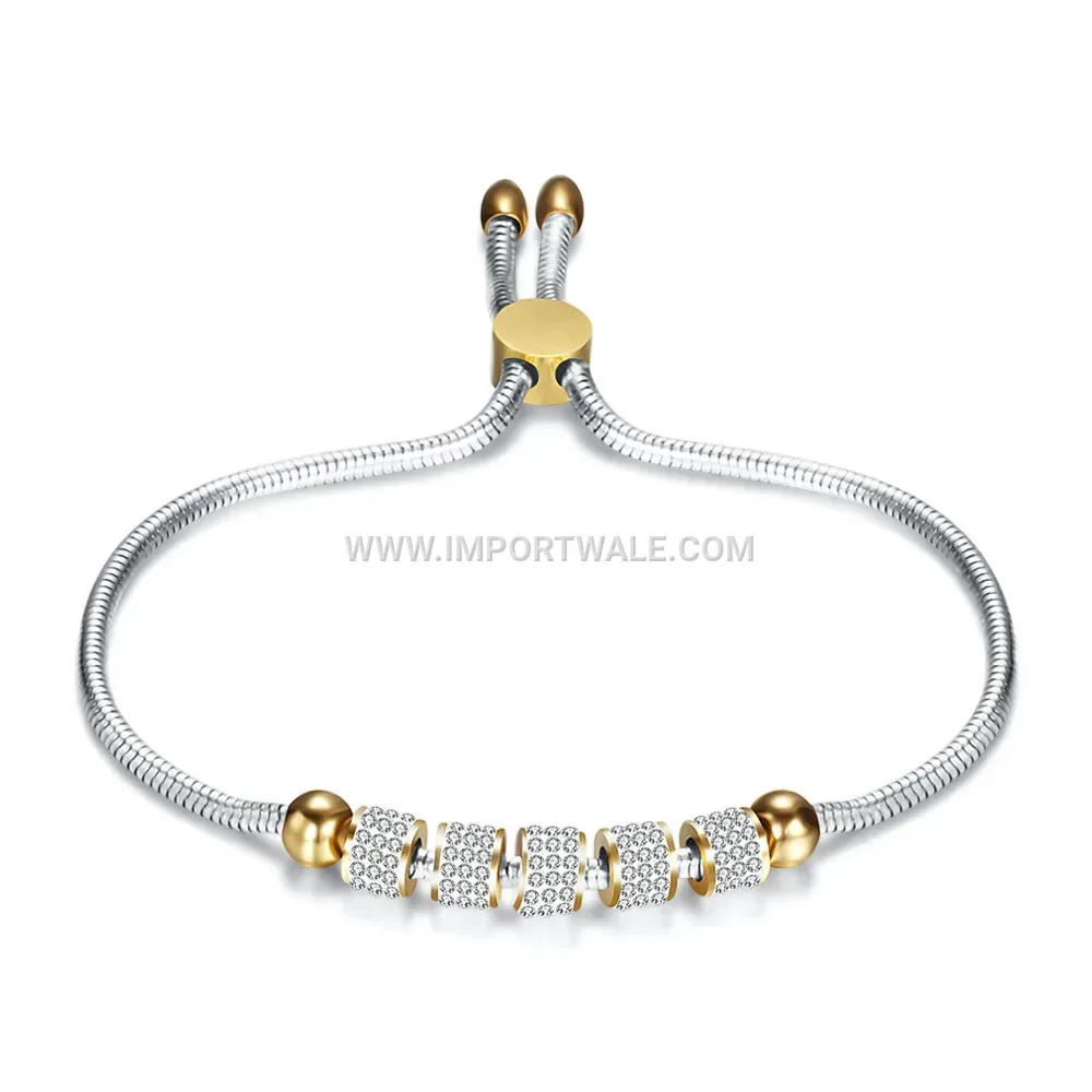 Adjustable Rhinestone Titanium Steel Snake Chain Bracelet
