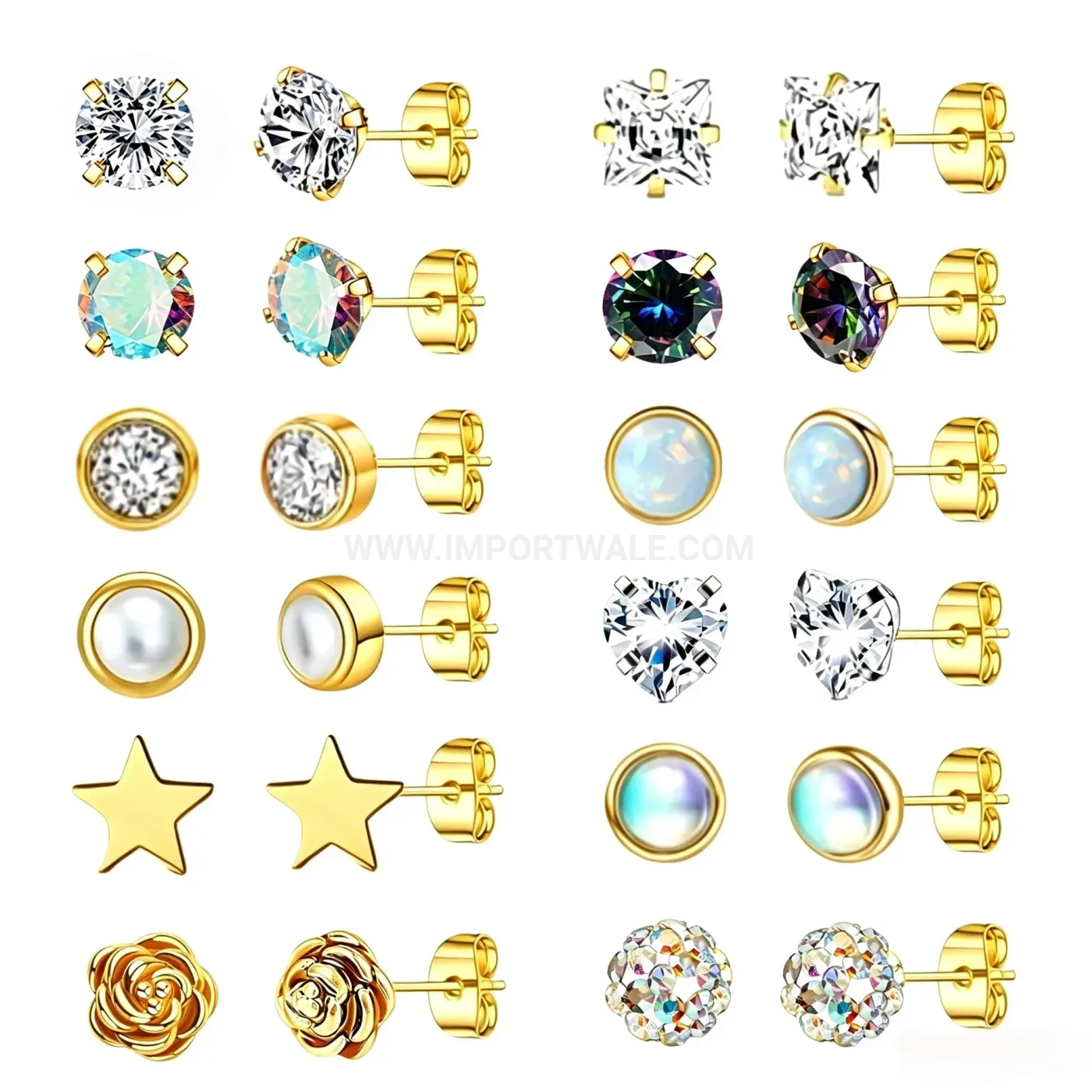 Trendy Flat-Back Stainless Steel Geometric Piercing Earrings