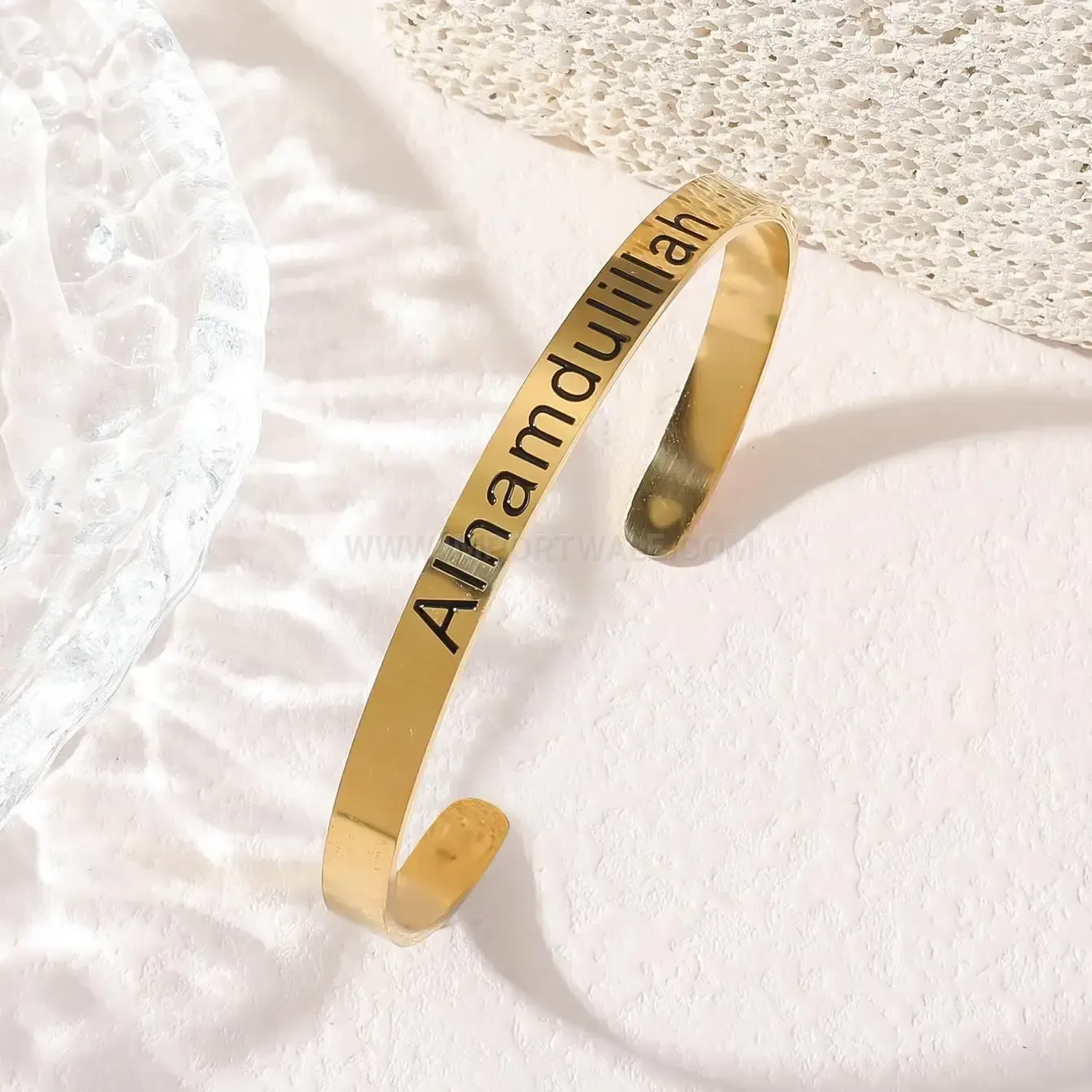 Minimalist Stainless Steel Arabic Script Bar Bangle