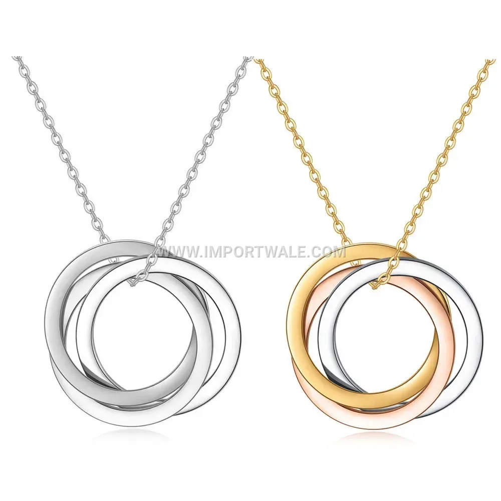 Trio Ring Stainless Steel Pendant Necklace for Women