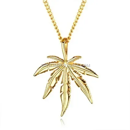 Hip-Hop Style Stainless Steel Maple Leaf Pendant
