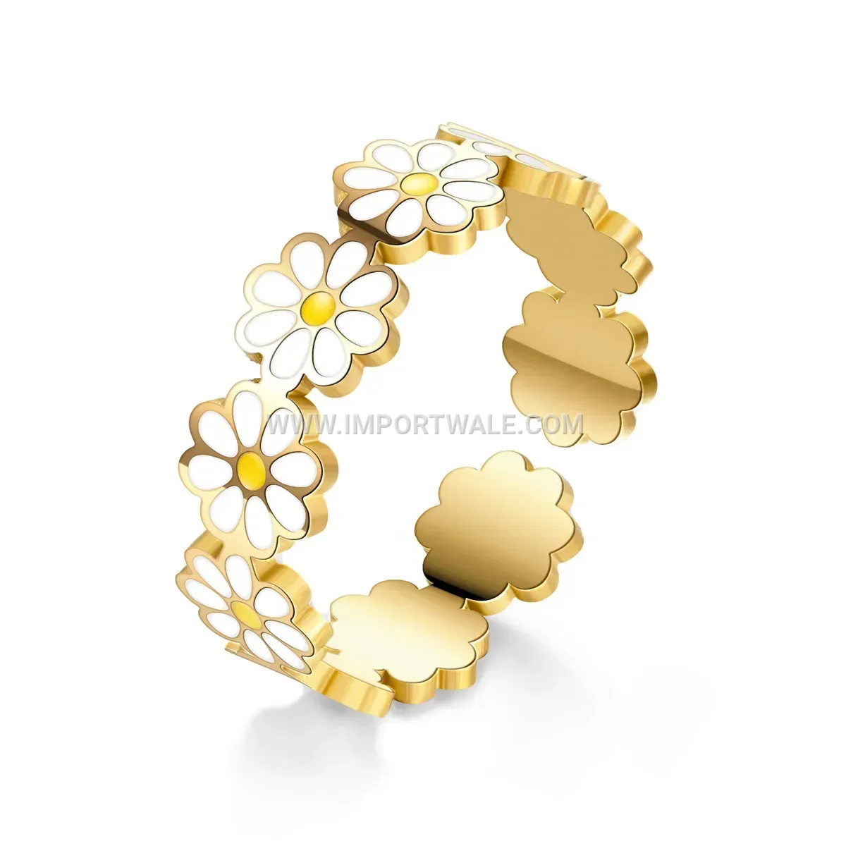 Open Floral Daisy Cutout Stainless Steel Ring