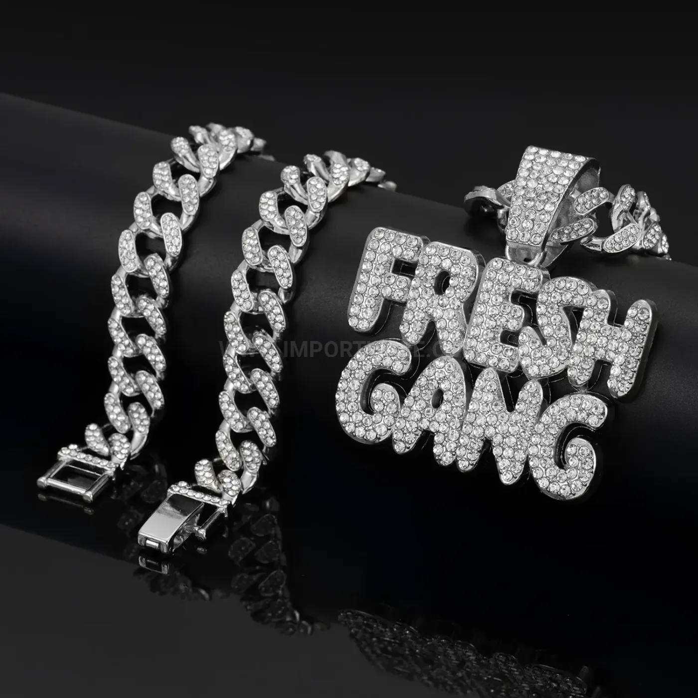 Trendy Iced Out Letter Pendant Cuban Chain Hip Hop Necklace