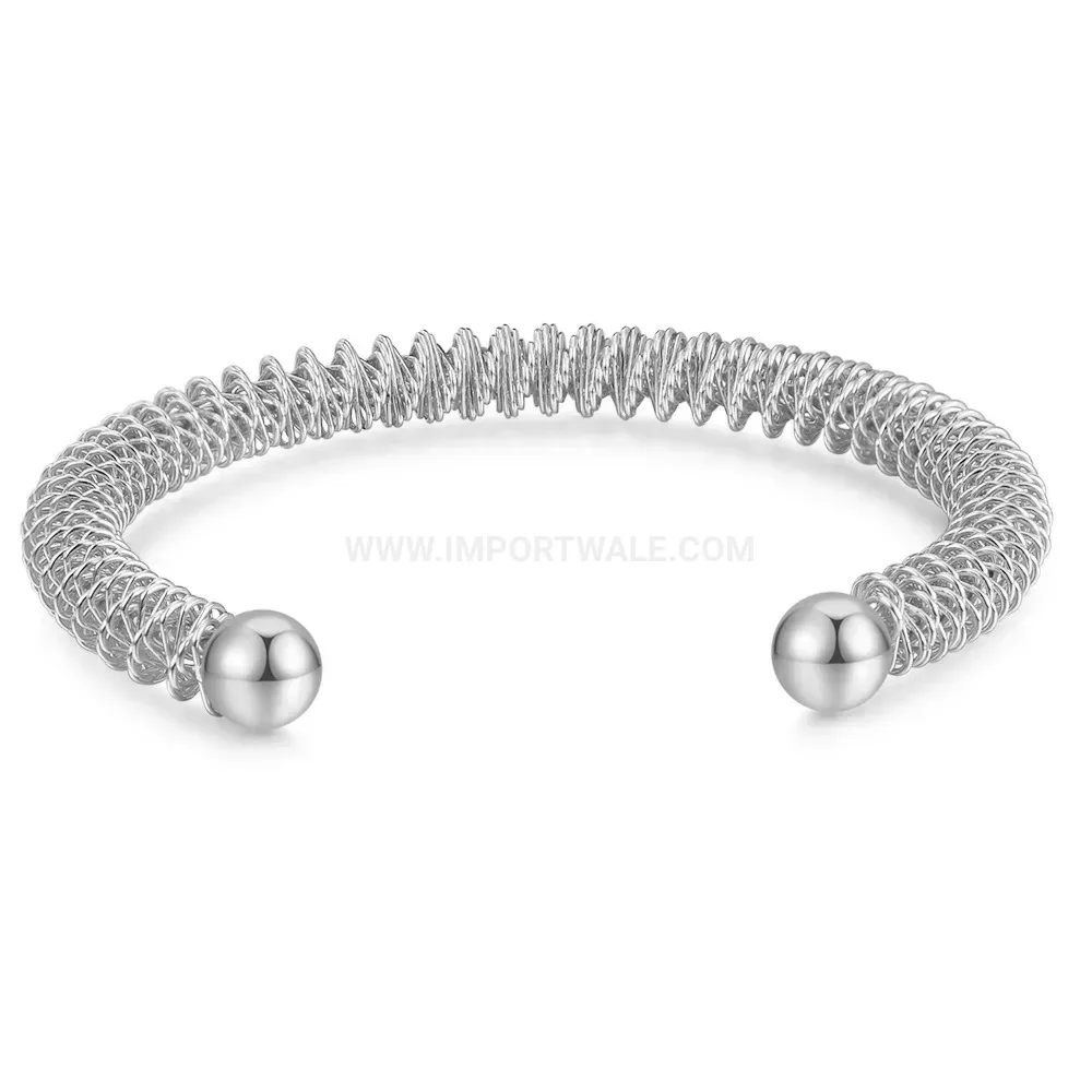 Fashion Vintage Style Open Spring Stainless Steel Bangle Bracelet