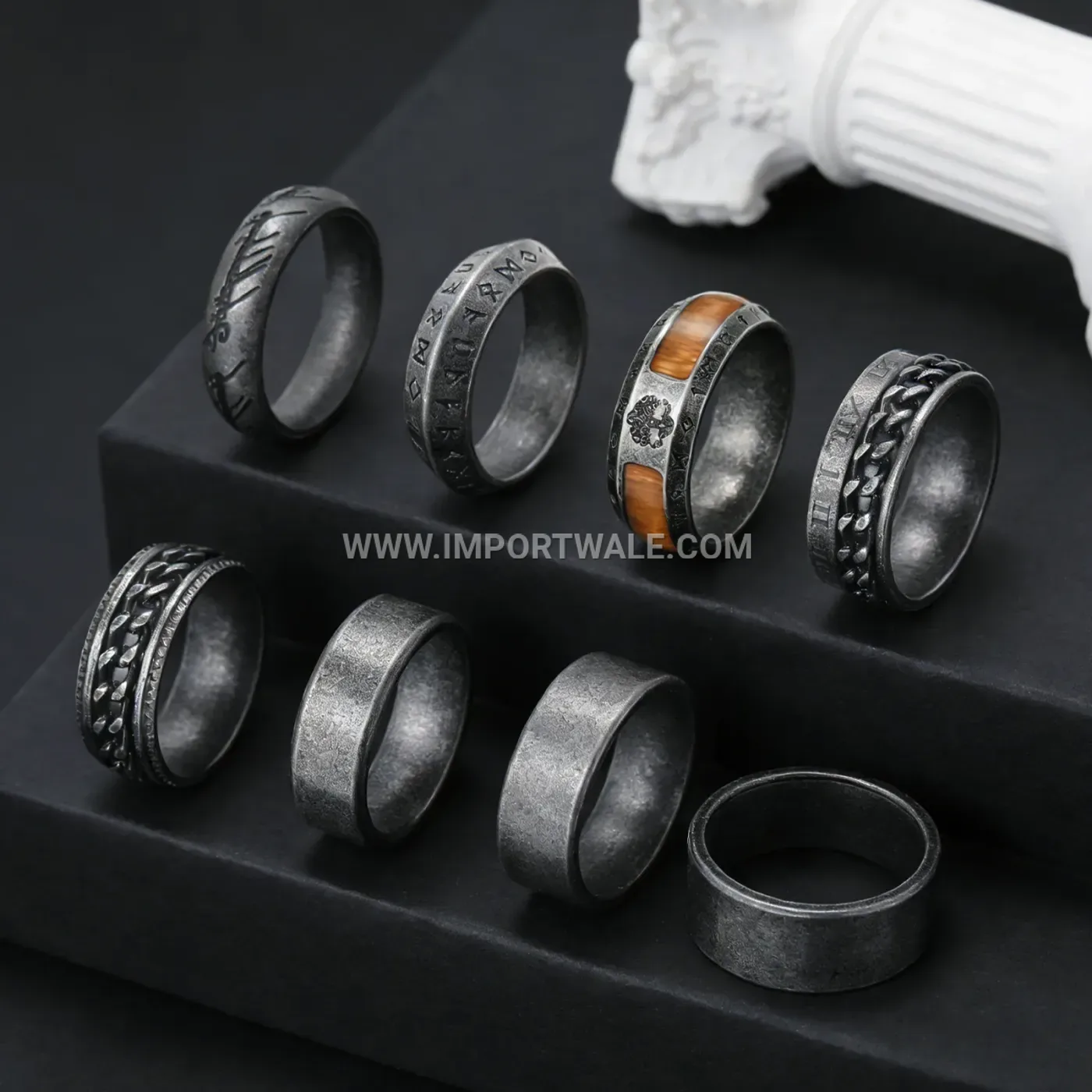 Vintage Distressed Stainless Steel Men's Ring