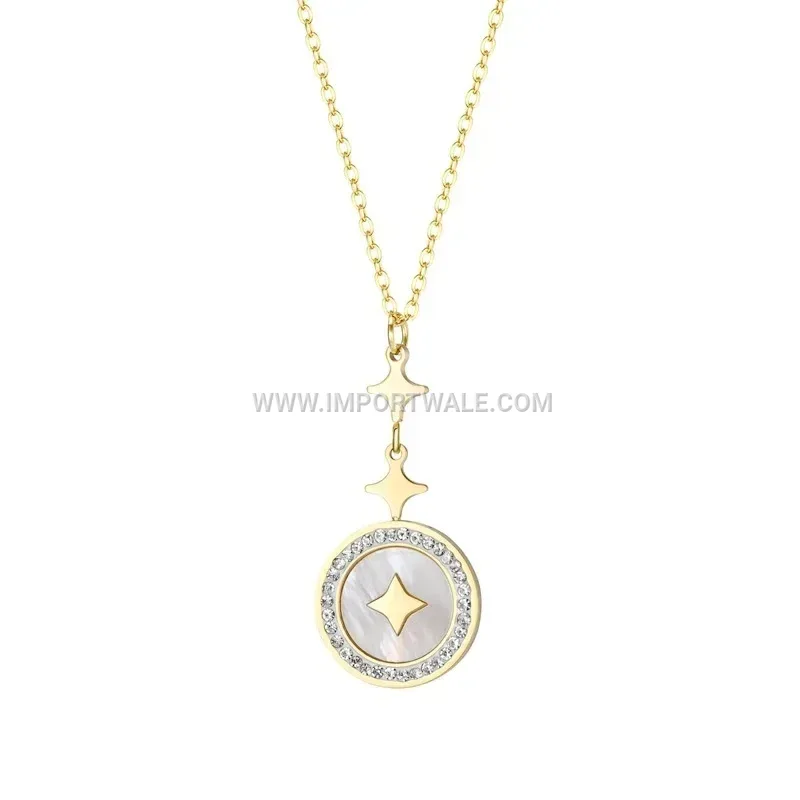 Titanium Steel Star Shell Pendant Link Chain Necklace