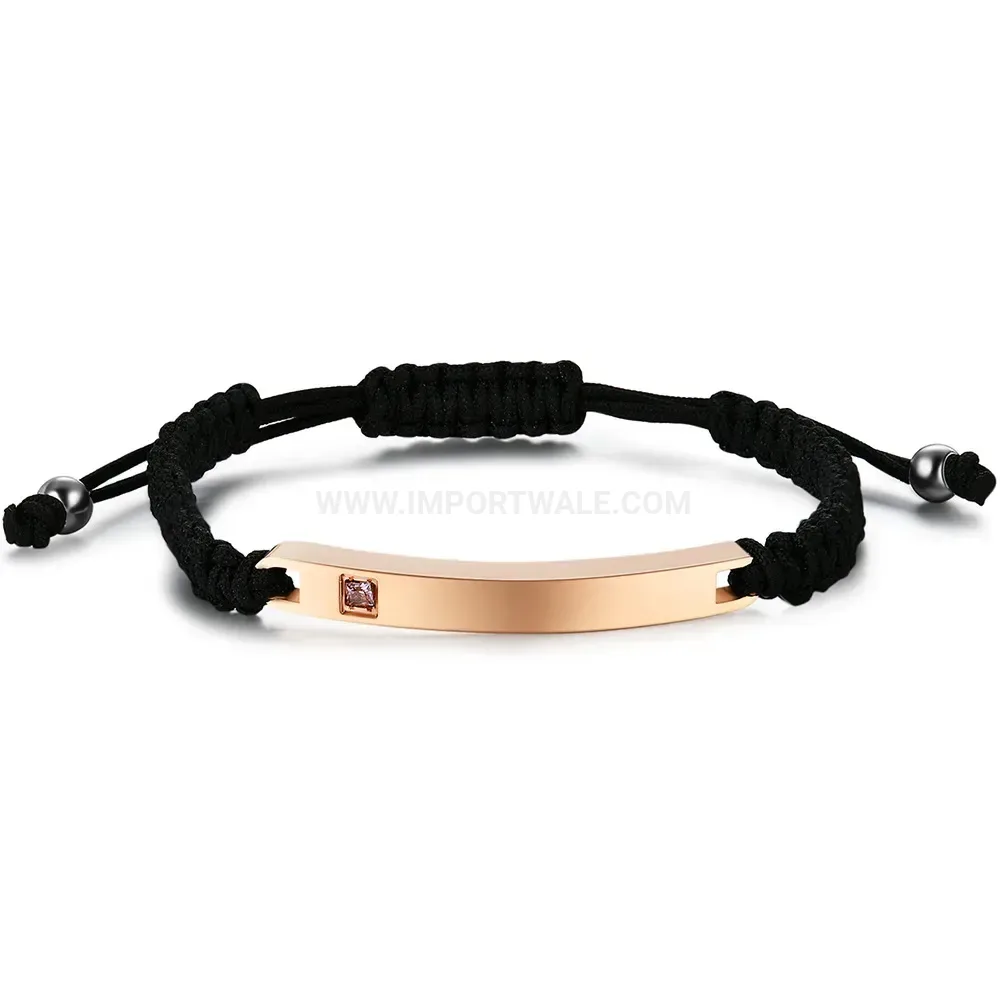 Adjustable Polished Stainless Steel Bracelet with Rhinestone Accents
