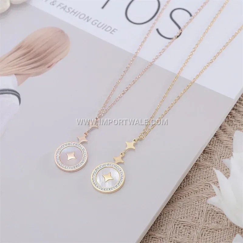 Titanium Steel Star Shell Pendant Link Chain Necklace