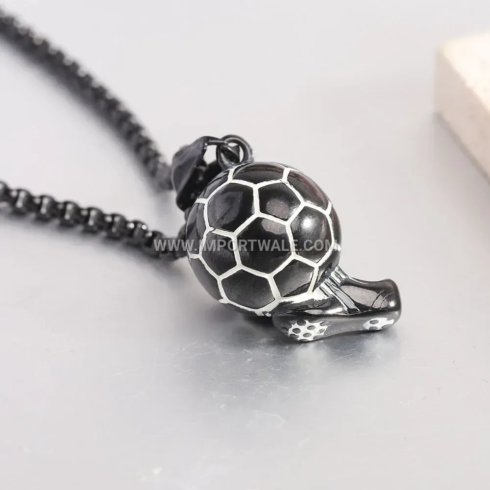 Titanium Steel Soccer Ball Pendant Hip Hop Necklace