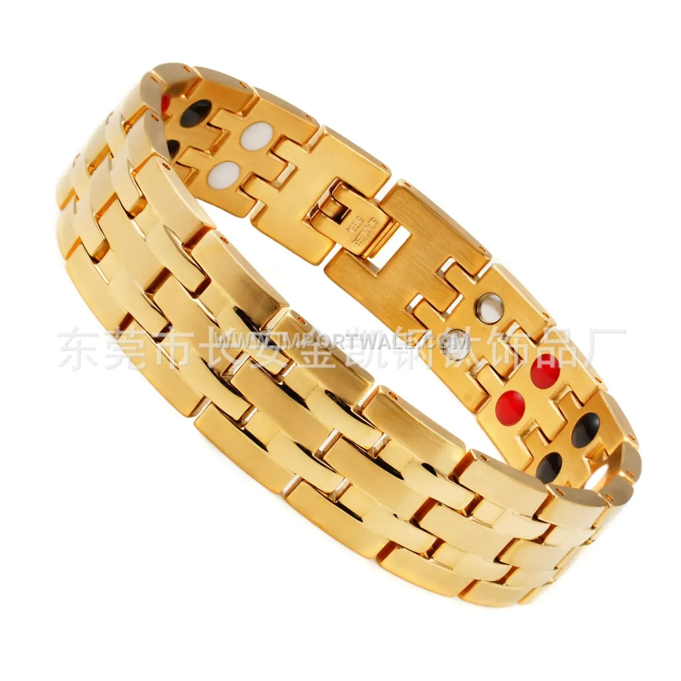 Men's Double Row Geometric Magnetic Steel Bracelet