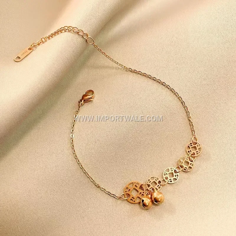 Vintage Gold Coin Charm Stainless Steel Anklet