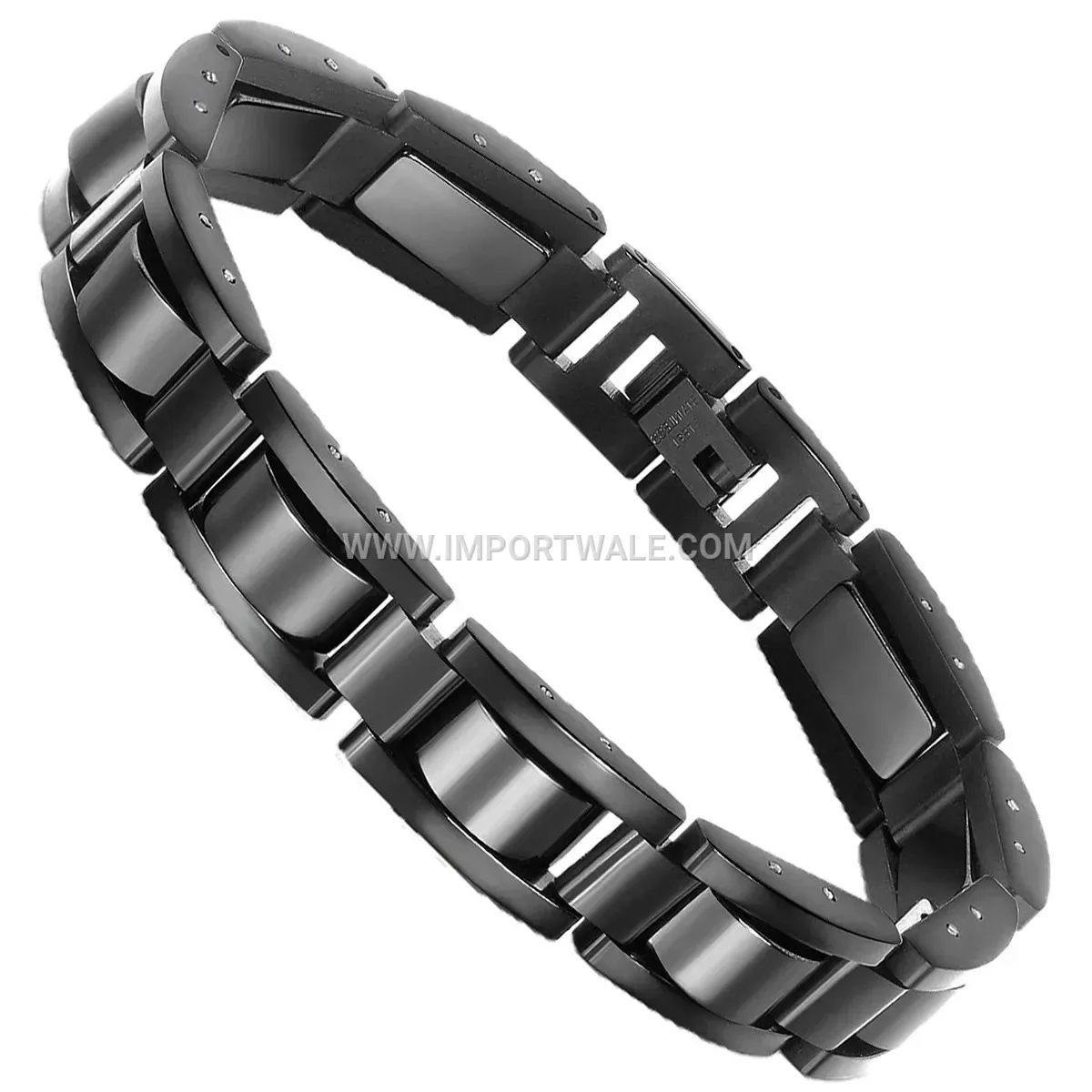 Sleek Geometric Titanium Steel Hematite Magnetic Bracelet