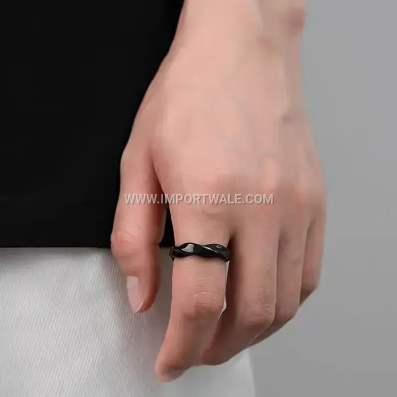 Vintage Antique Finish Mobius Strip Stainless Steel Band Ring