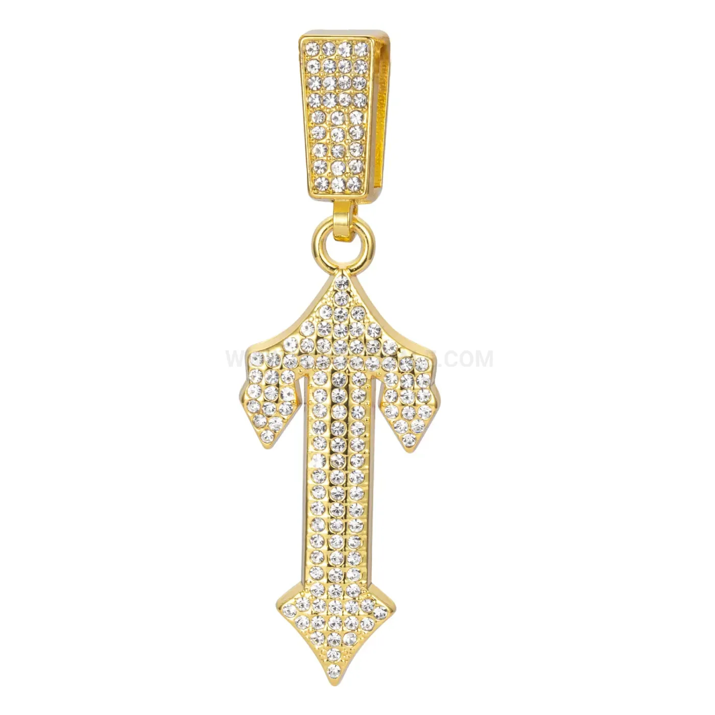 Rhinestone Letter I Sword Pendant Hip Hop Necklace