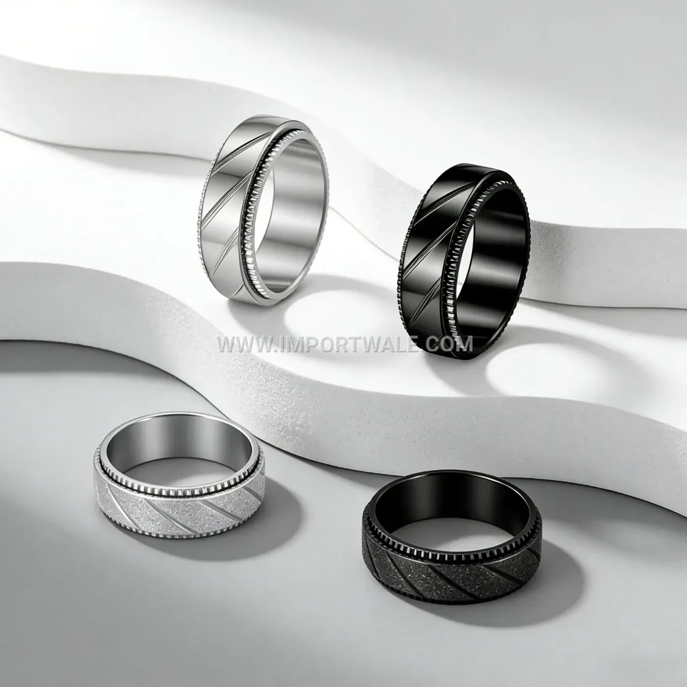 Gold Stainless Steel Frosted Band Ring