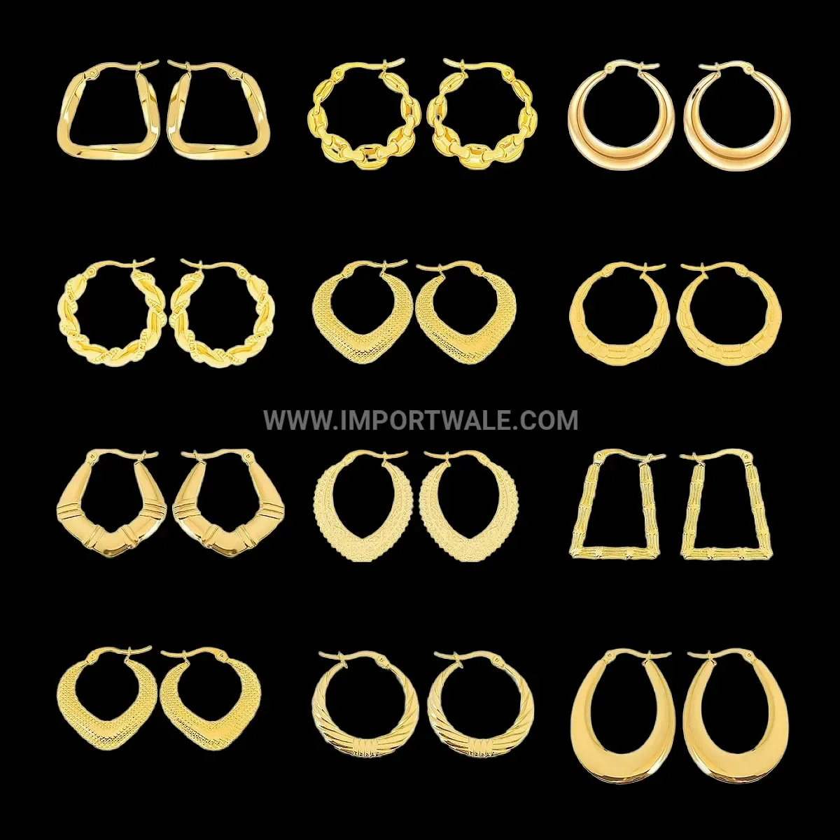 18K Gold Plated Geometric Hoop Earrings in Titanium Steel