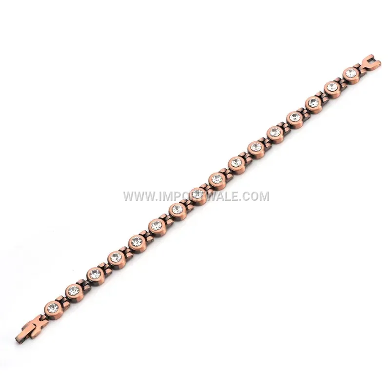 Pure Copper Magnetic Bracelet Accentuated with Surface Stones