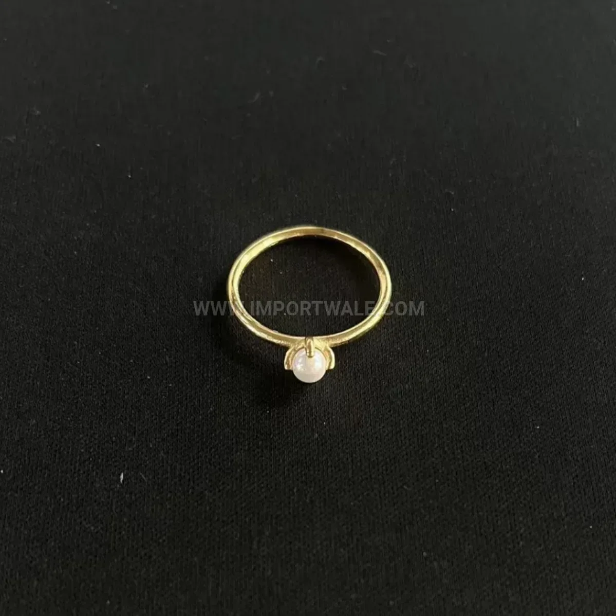 Solitaire Faux Pearl Plated Stainless Steel Minimalist Ring