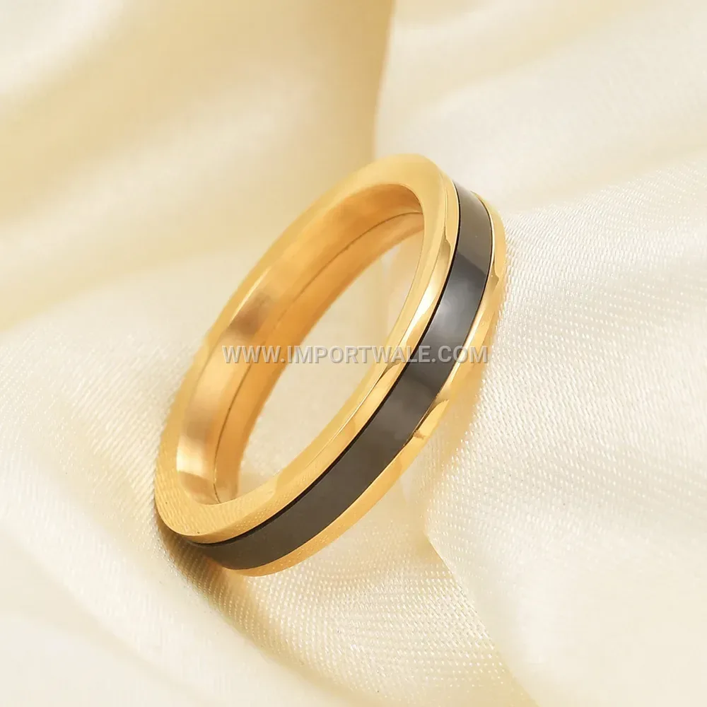 Single Groove Stainless Steel Ceramic Band Ring