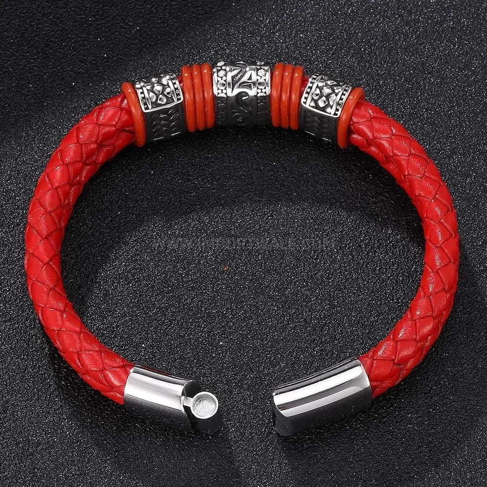 Modern Braided Leather Bracelet with Electroplated Stainless Steel Accent